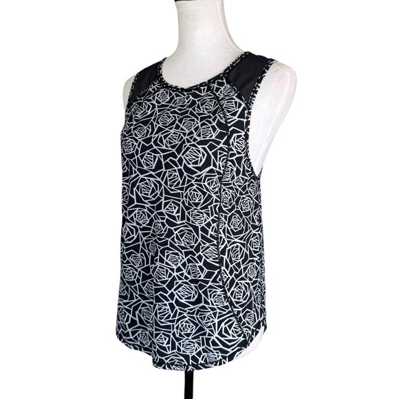 Lululemon Sculpt Tank Black & White Flower Posey Print UPF Lycra Workout Top - Picture 5 of 12